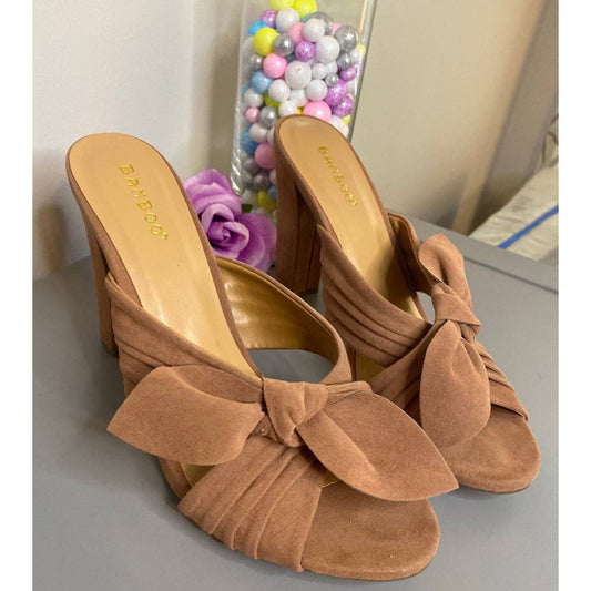 Bamboo Brown Knotted Platform Mules